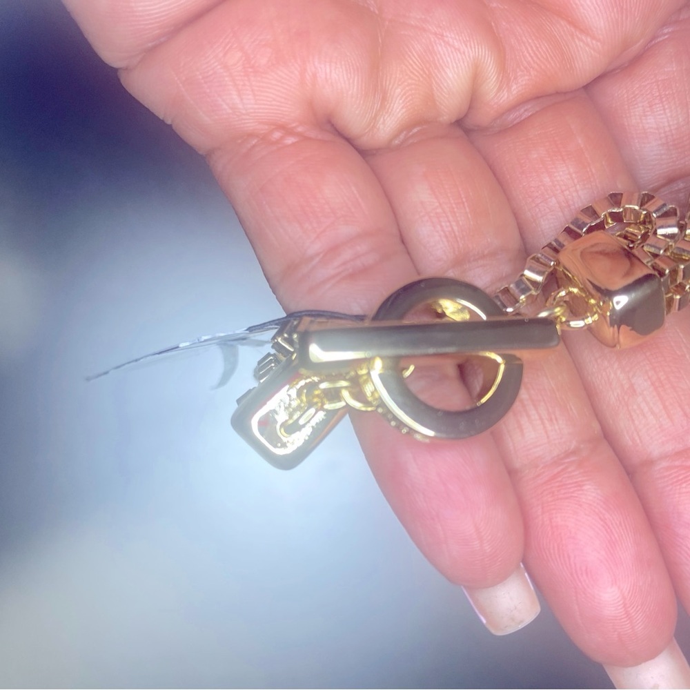 NWT Anne Klein Gold-Tone Multi-Row Chain Toggle Bracelet In Metallic Gold - Picture 3 of 8